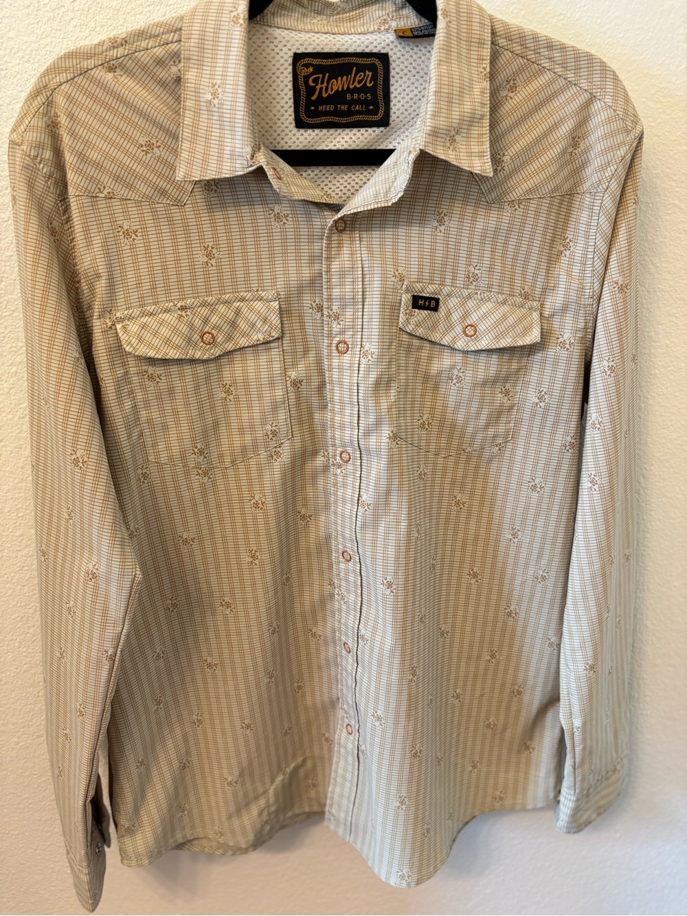 Howler Brothers Beige Striped Long-Sleeve Snap Button-Down Shirt